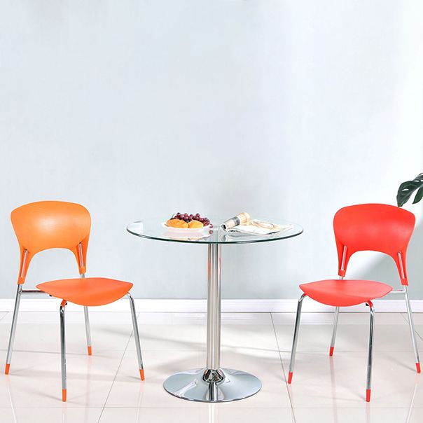 Modern Style Glass Kitchen Dining Table Round Table with Tulip Base for Home Use