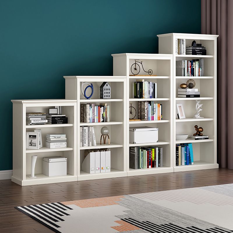 Modern Style Closed Back Bookshelf Standard Wooden Bookcase in White