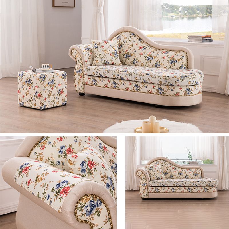 Traditional One Armed Accent Chair Fabric Rolled Arms Chaise
