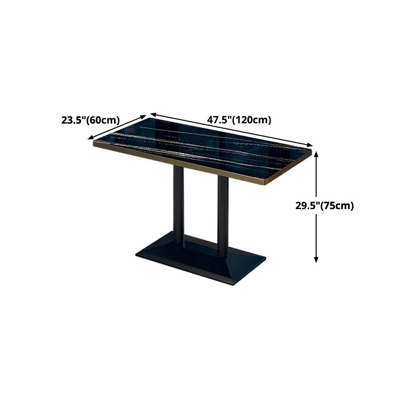 Industrial Style Dining Table Black Table with Metal Pedestal Base for Dining Room