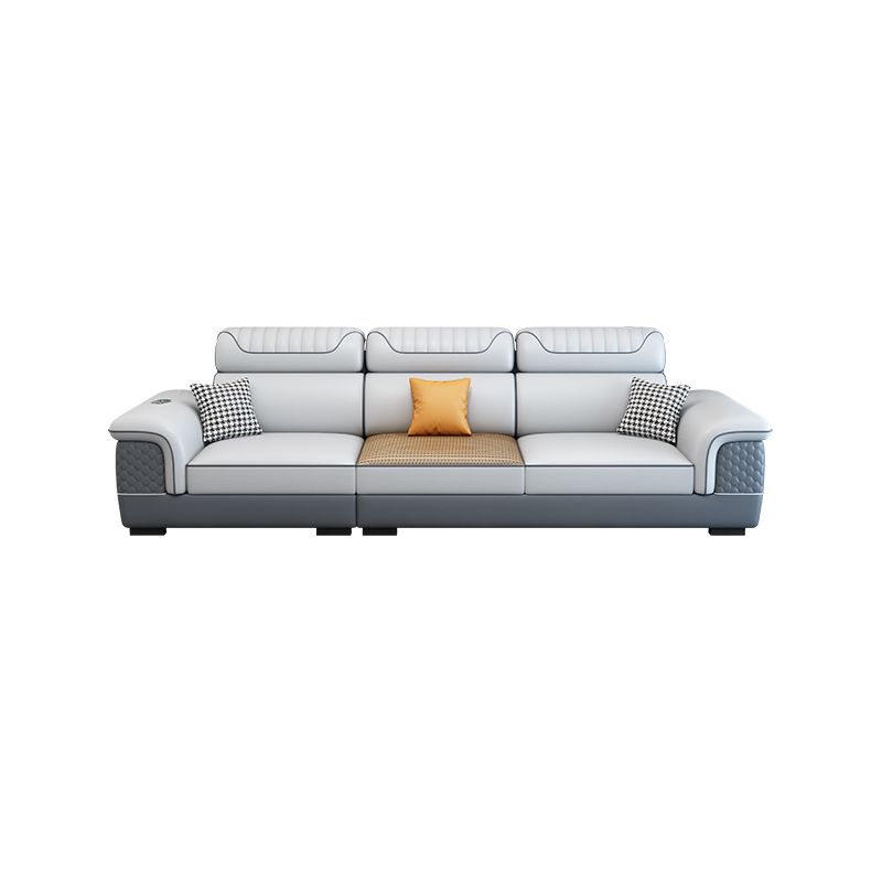 Contemporary Faux Leather Loose Back Sofa with Pillow Top Arm