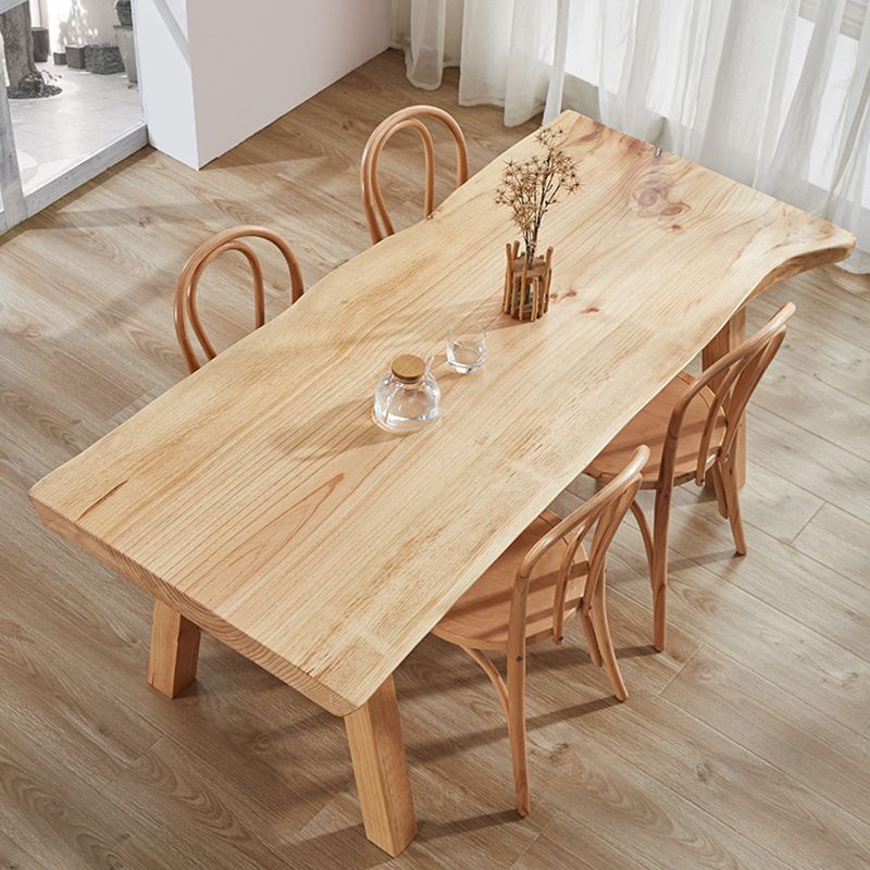 Rectangle Wood Dining Table Modern Pine Table in Nature with 4 Legs for Restaurant