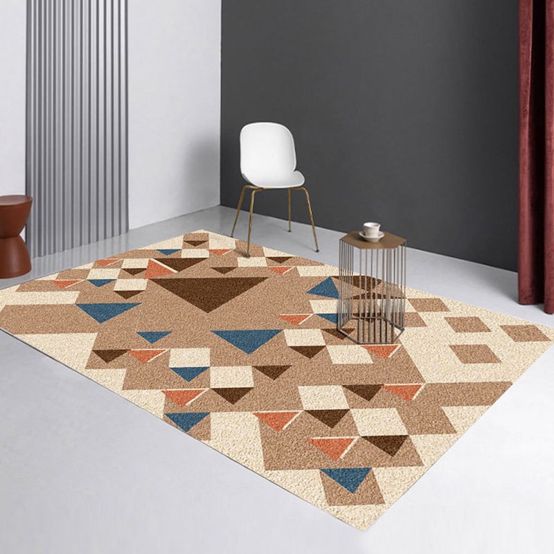 Donkerbruine modern tapijt polyster grafisch vloerkleurbestendig vloerkleed voor woonkamer