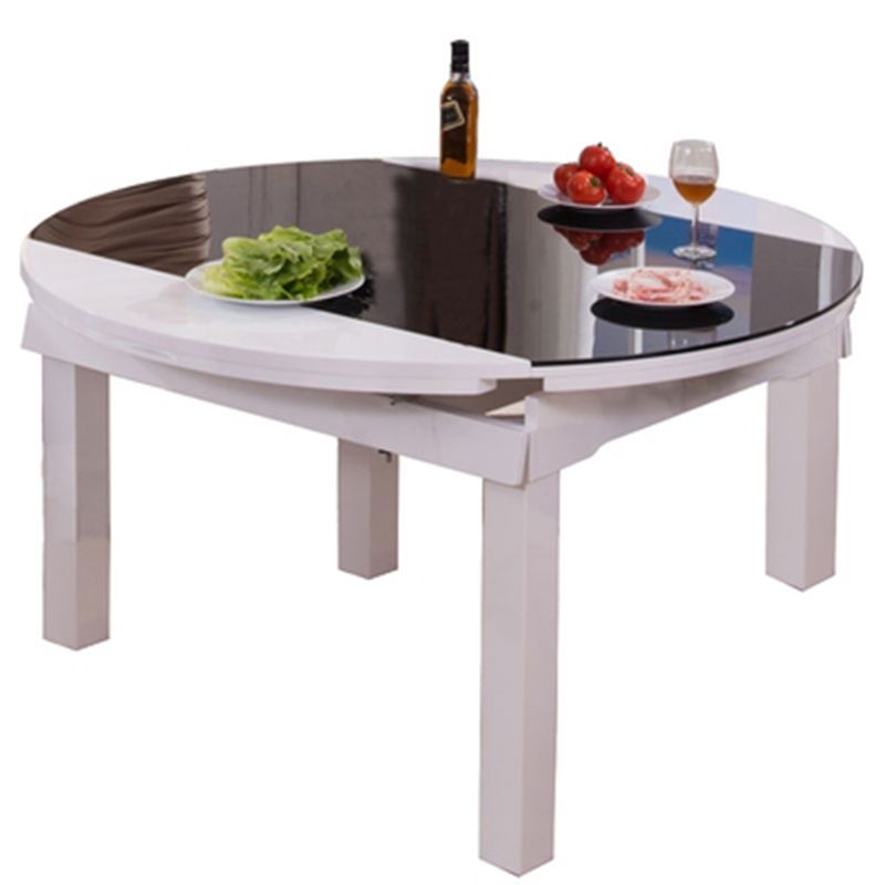 Contemporary Tempered Glass Top Dining Room Set Folding for Kitchen