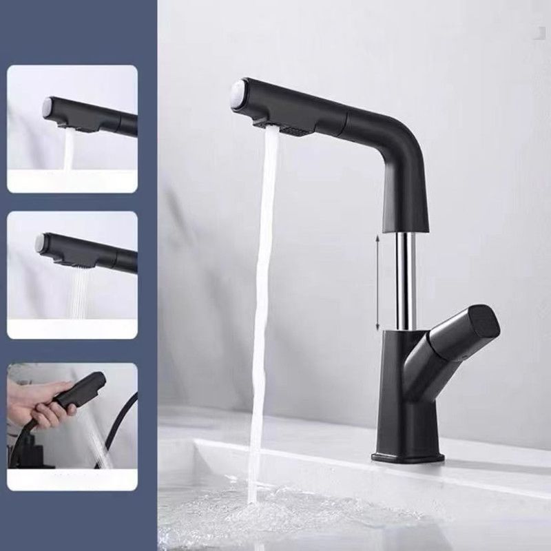 Pull-out 1 Hole Bathroom Faucet with Water Hose Vessel Faucet