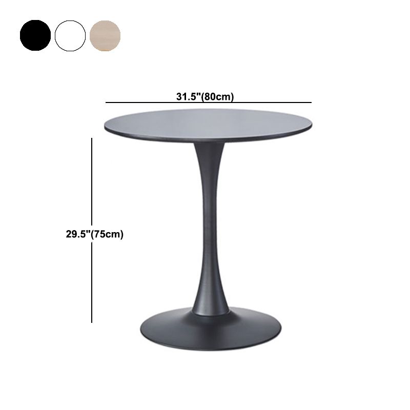 Modern Wood Table for Restaurant Round Table with Metal Pedestal