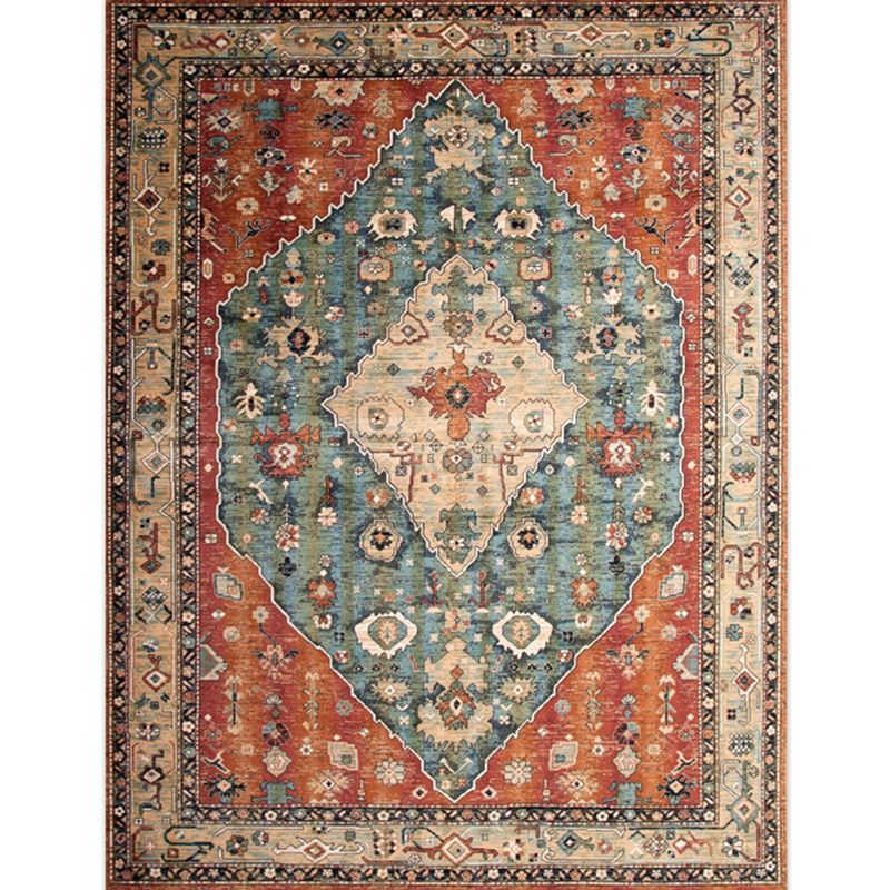 Victoria Print Rug Multi Color Polypropylene Rug Non-Slip Stain Resistant Washable Indoor Rug for Living Room