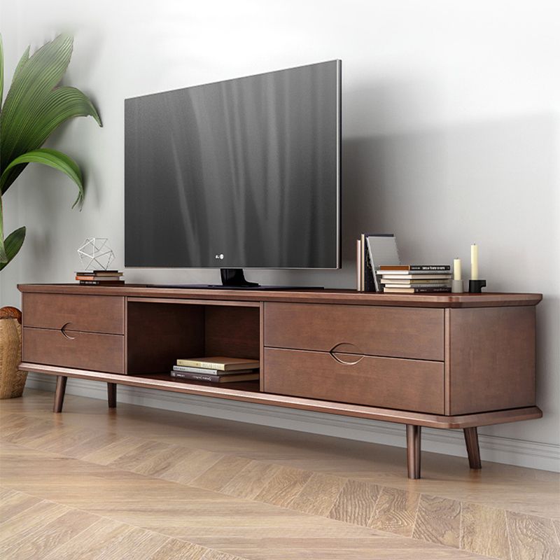 4 Legs Coffee or End Table with Storage Drawers Solid Wood Rectangle