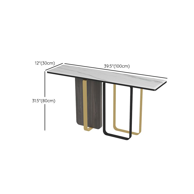 Glam Console Table Rectangle Stone Accent Table , 12 Inch Wide