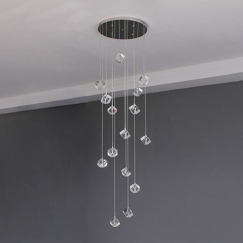 Crystal Silver LED hanglamp in moderne luxe stijl roestvrijstalen vierkante hangende lamp