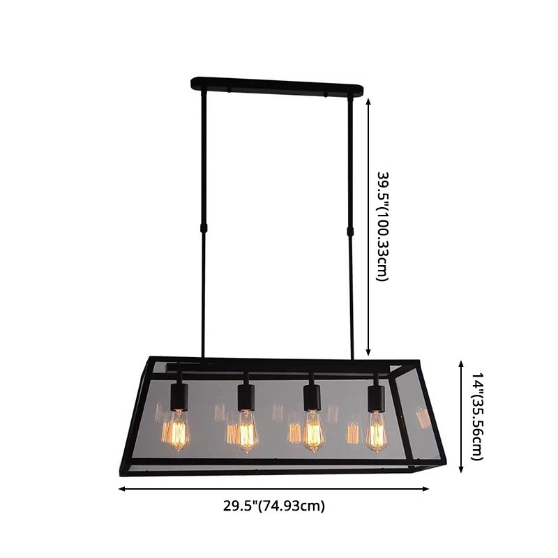 Luce a sospensione in vetro Black Island in stile Creative Creative industriale Luce in ferro battuto a 4 luci per luogo commerciale