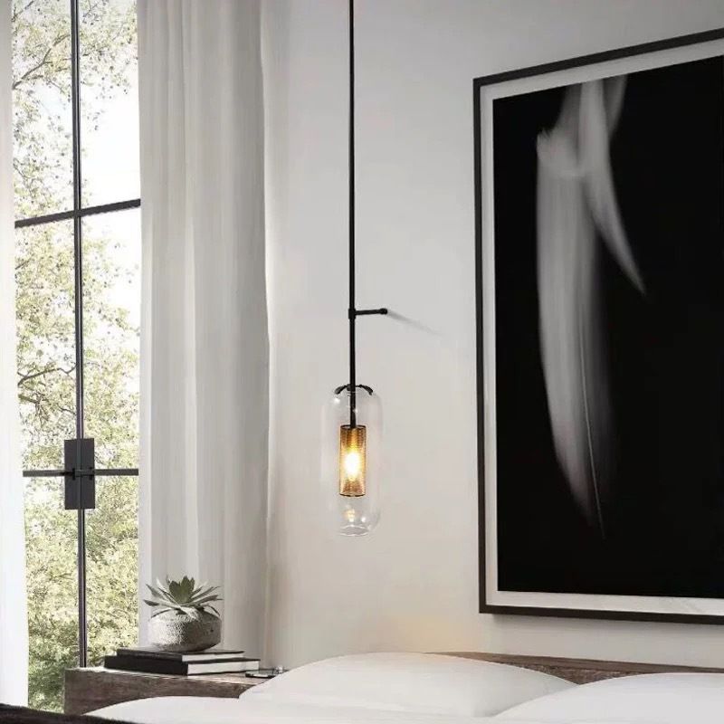 Simplicity-Style Cylindrical Wall Light Sconce Glass Bedroom Wall Lighting Fixture