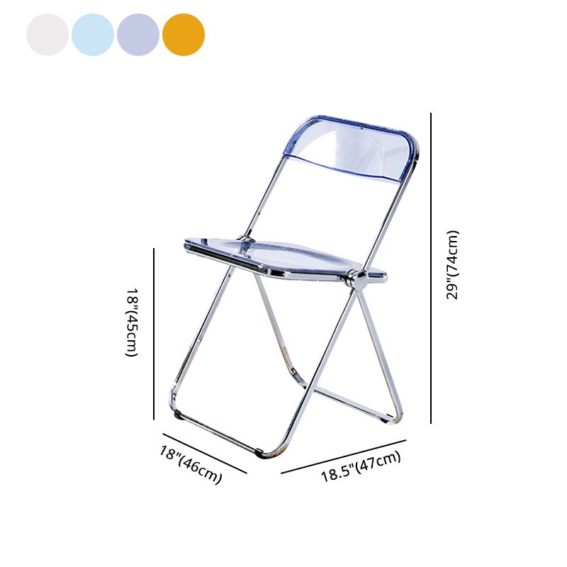 Chaise de salle à manger contemporaine sans accoudoirs, chaise latérale pliante à dossier ouvert avec pieds en métal