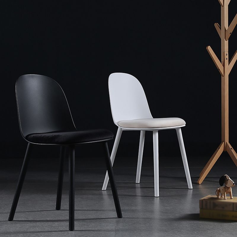 16'' Wide Dining Side Chairs Modern Plastic Indoor-Outdoor Solid Back Chair
