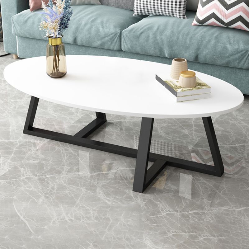 Glam Single Oval Coffee Table Cross Legs Coffee Cocktail Table