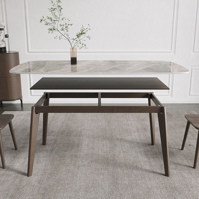 Modern Stone Dining Room Table for 2-6 Person Grey Rectangular Top