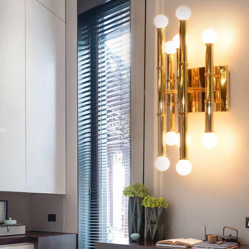 Tubi in metallo sconce modernismo stile 10 luci lucida lampada montata in oro/argento per il corridoio
