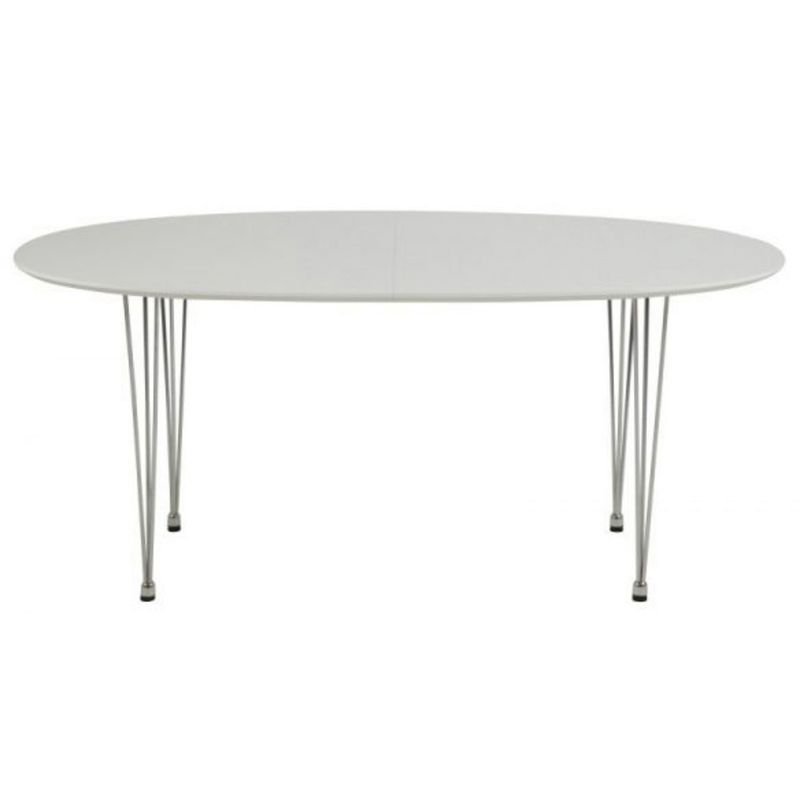 Modern White Sintered Stone Dining Table Oval Shape Standard Dining Table with 4 Legs Base