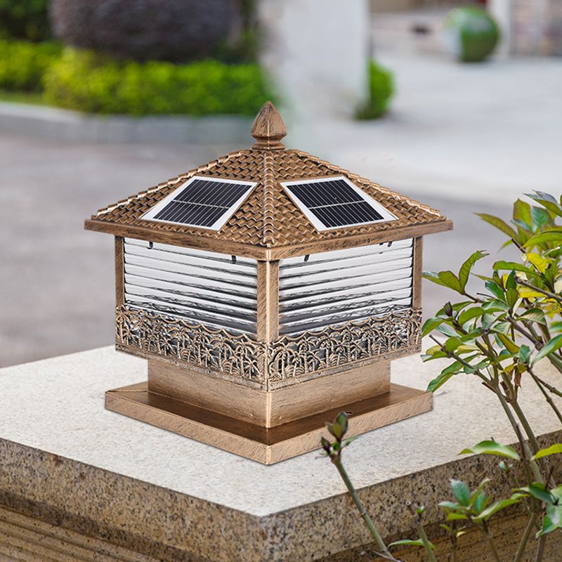 Contemporary Pillar Lighting Creative LED Solar Lighting Fixture for Backyard