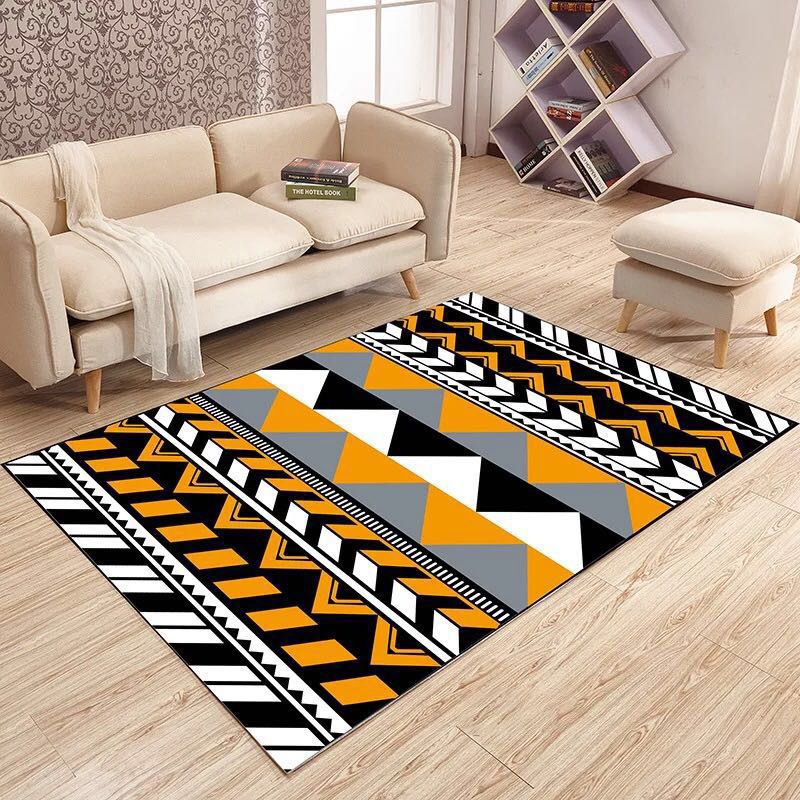 Fancy Living Room Carpet Modern Geometric Print Polyester Area Rug Anti-Slip Area Rug