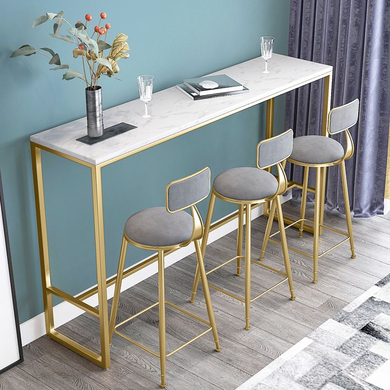 Upholstered Dining Stool Glam Low Back Bar Stool with Gold Metal Base