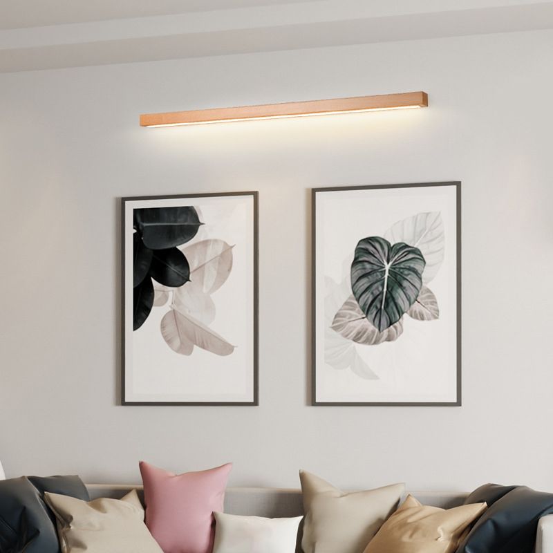Linear Shape Wood Wall Light Modern Style 1-Light Wall Mount Lighting in Brown
