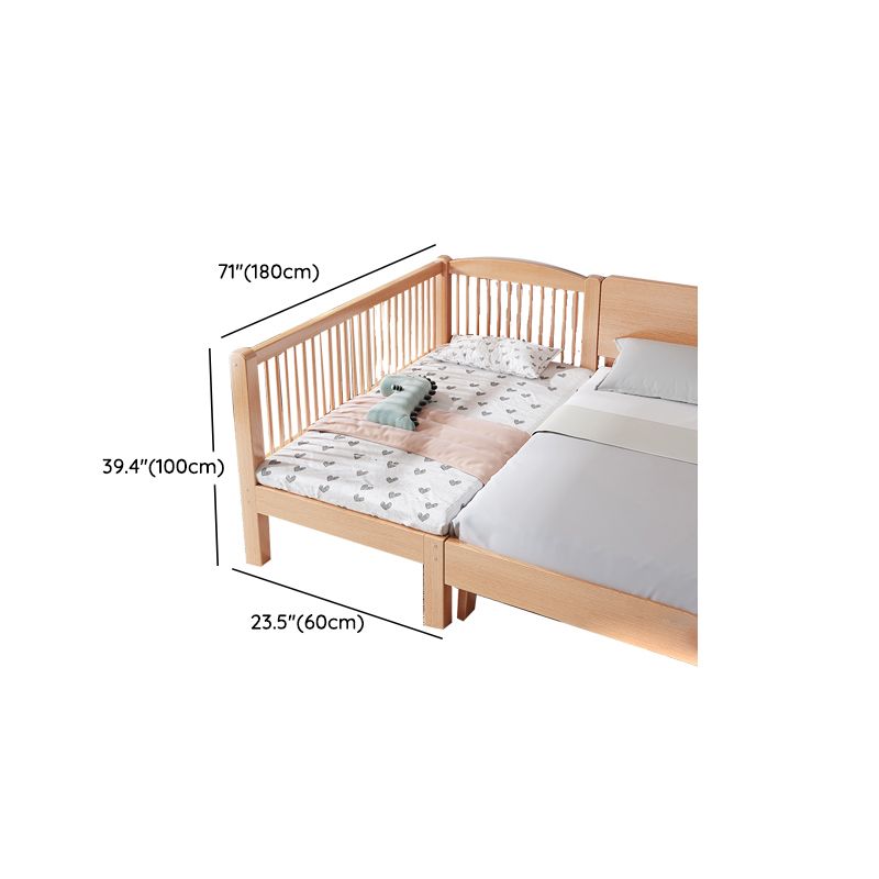 Contemporary Natural Beech Wood Nursery Crib with Guardrail Arched Crib