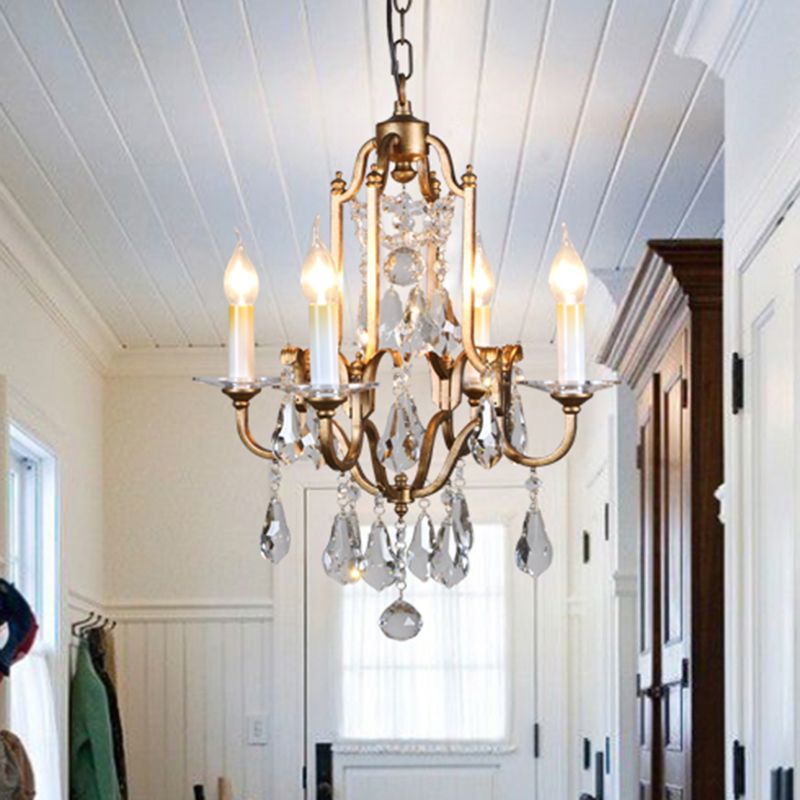 Boule à facettes Fouet-bronze plafond lustre conception de bougies 4-Bulb Classic Suspension Pendant Light