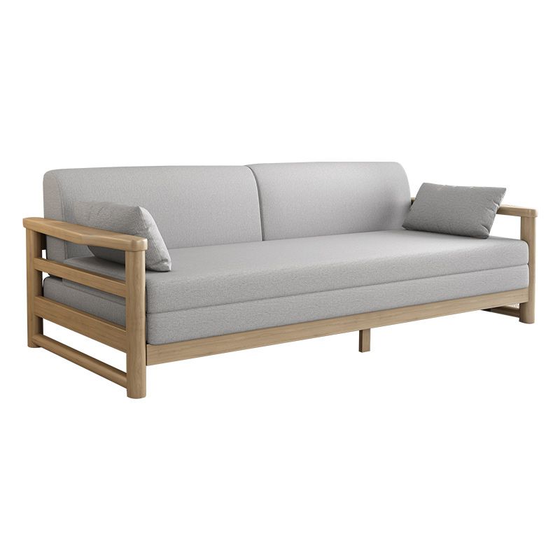 Scandinavian Linen Blend Sleeper Sofa Wood Frame Square Arm Sofa Bed
