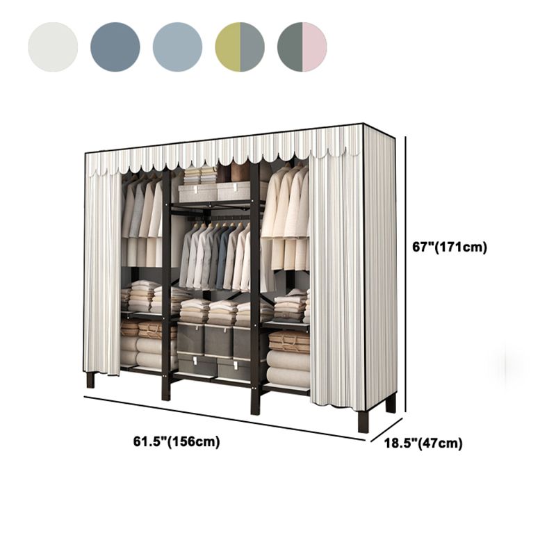 Stainless Steel Frame Wardrobe Armoire Modern Style Wardrobe Cabinet with Clothing Rod