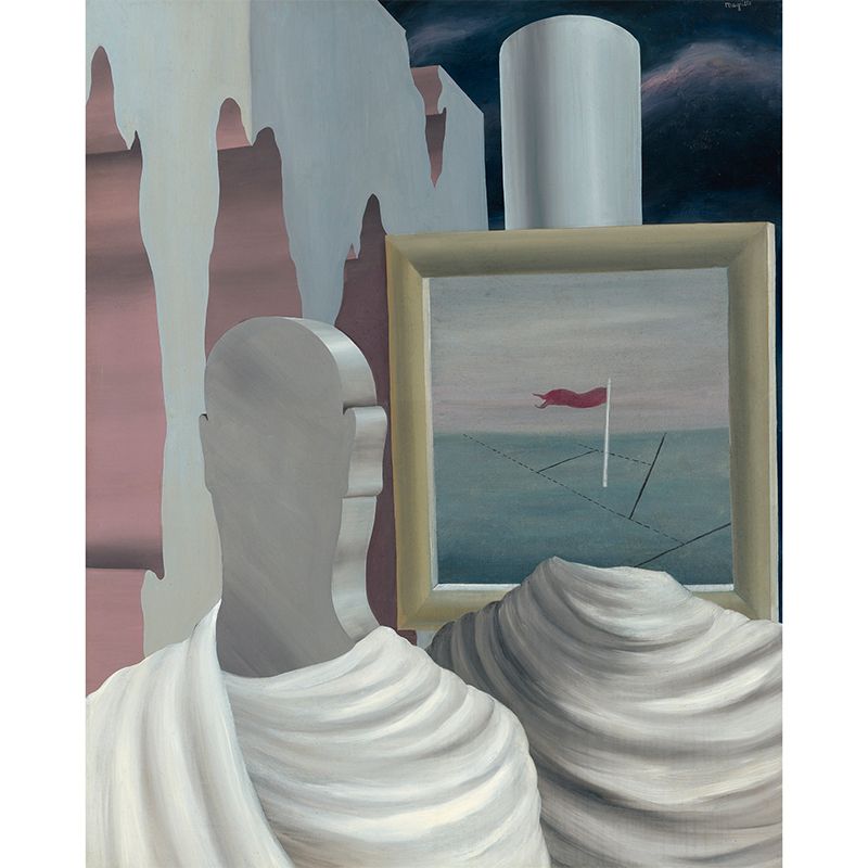 Le Chevalier Du Couchant Mural in Blue-White Surrealism Wall Art for Home Gallery
