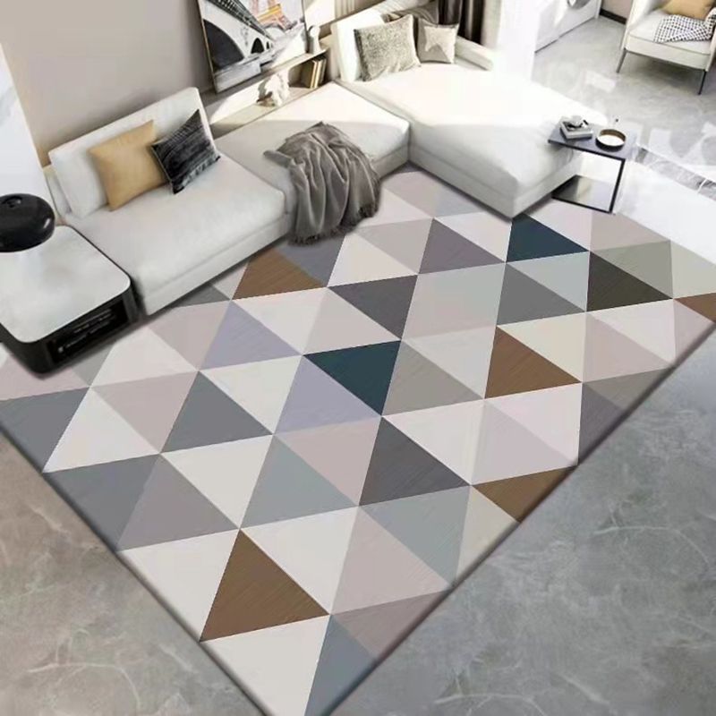 Brown Triangle Rug Polyester Modern Rug Washable Rug for Living Room