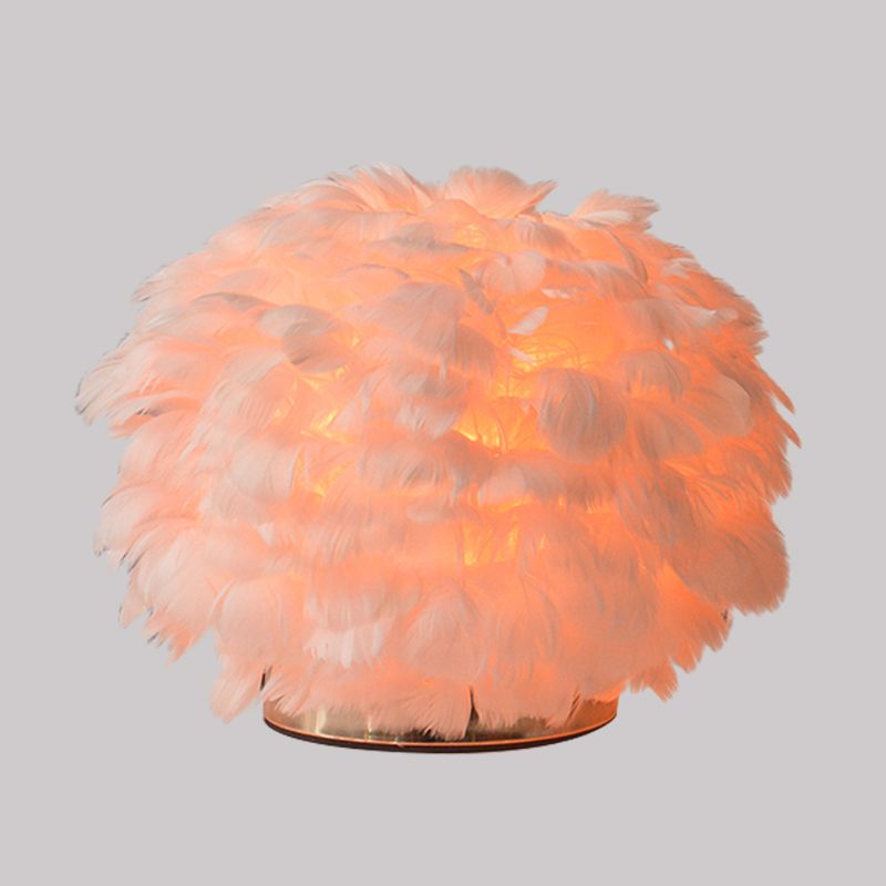 Chambre à coucher globale lite légère plume 1 bulbe lampe de table de nuit contemporaine en blanc / rose