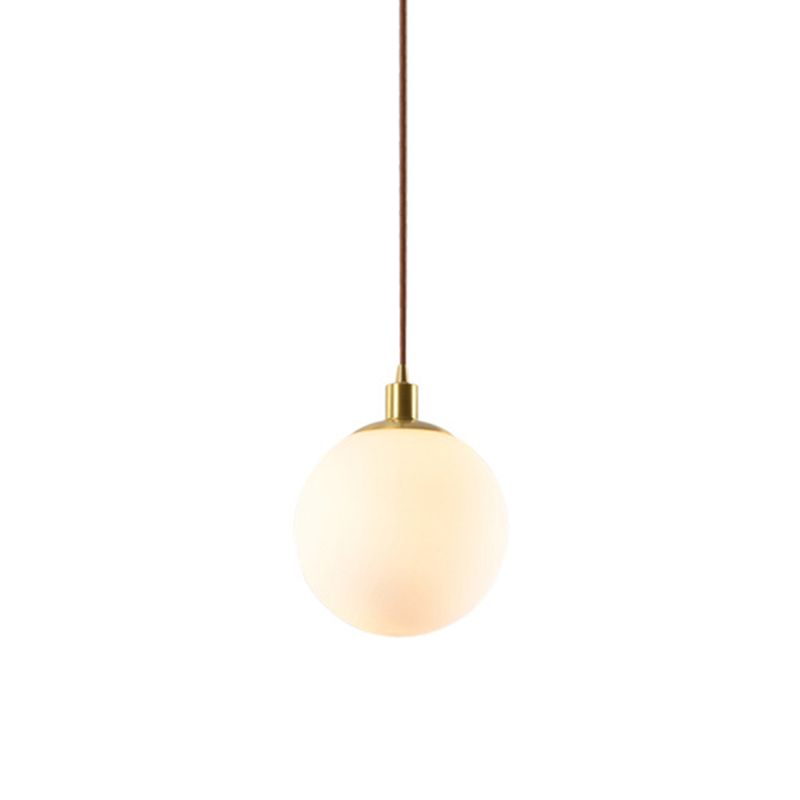 1 Light Spherical Pendant Lamp Modern Minimalist Opal  Glass Hanging Lamp for Living Room