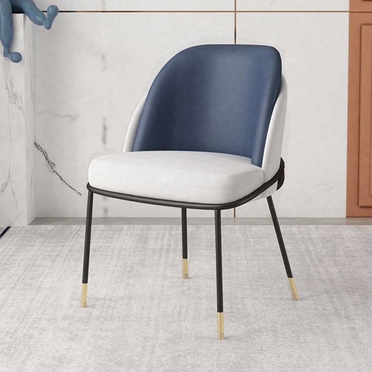 Silla sin brazos tapizada silla de comedor de metal de estilo nórdico para uso en restaurantes