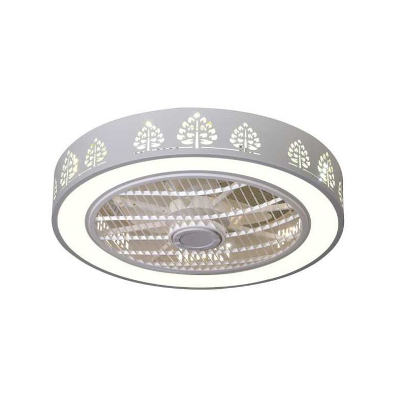 Drum Laser-geschnittene Acryl-Deckenlüfterlampe Einfache 20,5-Zoll-LED-Halbmontage-Beleuchtung