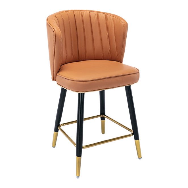 Scandinavian Footrest Checkout Counter Stool Matte Finish PU Leather Barstool