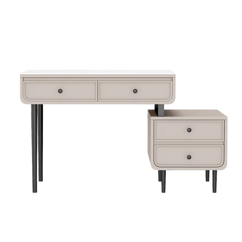 2/4-Drawers Solid Wood Dressing Table Stone Top Bedroom Make-up Vanity