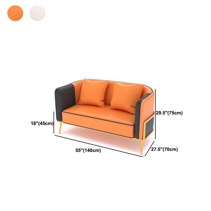 Modern Tuxedo Arm Sofa 29.53" H Faux Leather Seating with Gold Frame