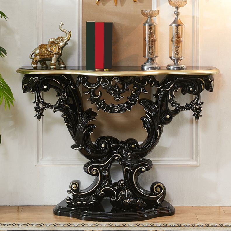 Free Form Shape Console Table Black/White/Gold Stone Console Sofa Table