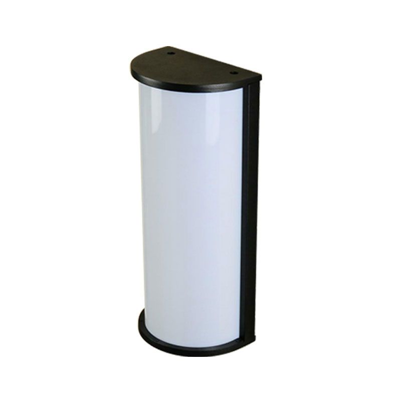 Half Cylinder Wall Sconce Lamp Minimalistic Metal Textured Black LED Wall Lighting Fixture for Outdoor