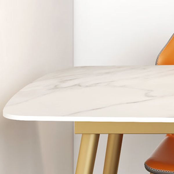 Glam Rectangle Dining Table Set 1/3/4/5 Pieces Dinette Set with White Sintered Stone Top