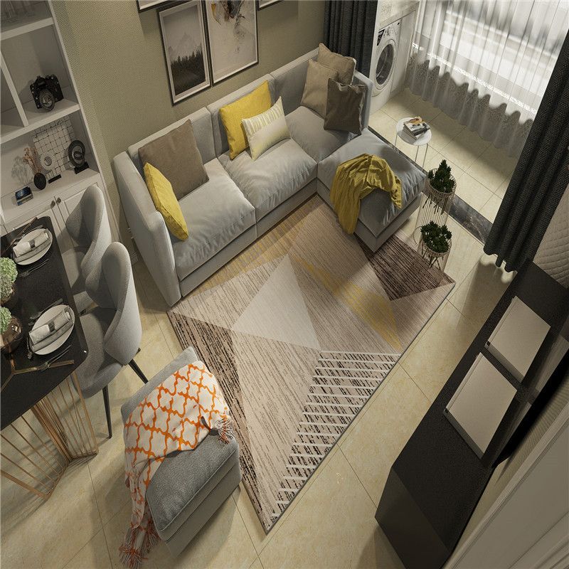 Light Gray Modern Rug Polyester Stripe Indoor Rug Stain Resistant Rug for Home Decor