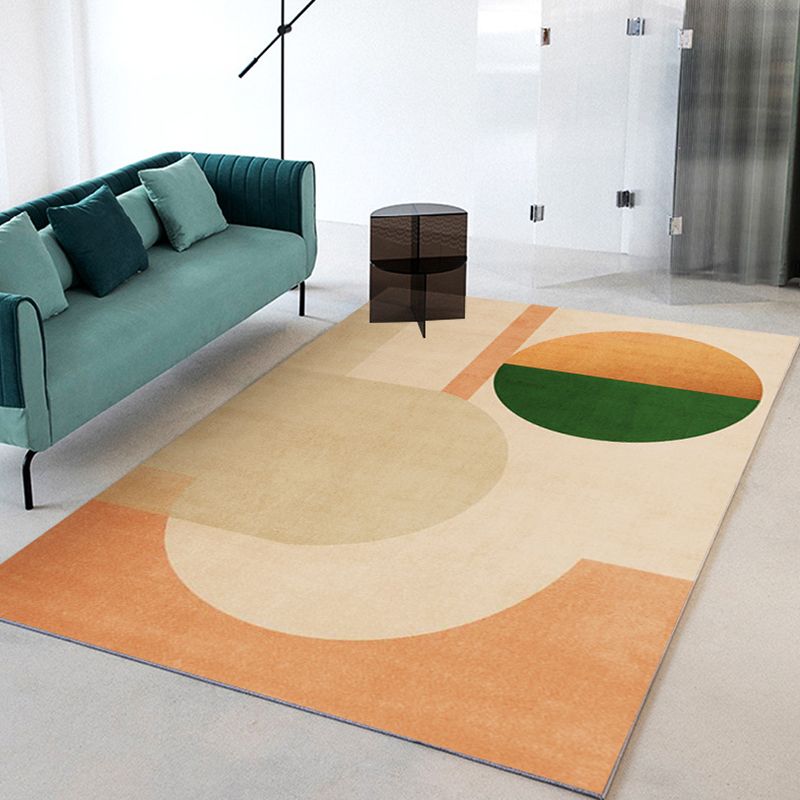 Light Pink Modern Rug Polyester Color Piece Rug Stain Resistant Rug for Drawing Room