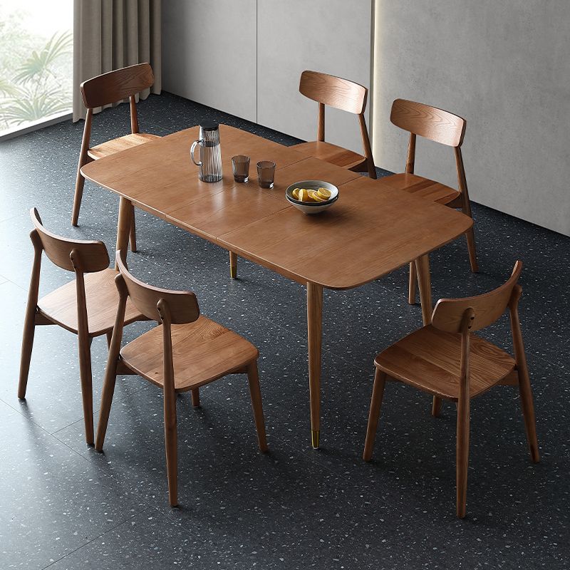 Mesa extensible de madera de fresno para restaurante, mesa de comedor rectangular con 4 patas