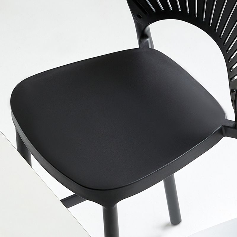 Stack-able Modern Footrest Bar Stool Low Back Plastic Rectangular Counter Stool