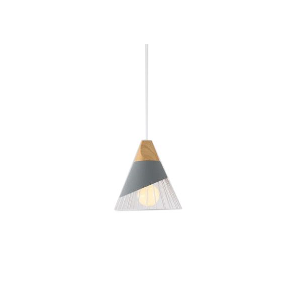 Modernism Cone Pendant Light 1 Light Aluminum and Wood Pendant Ceiling Light in Black/Blue for Dining Table