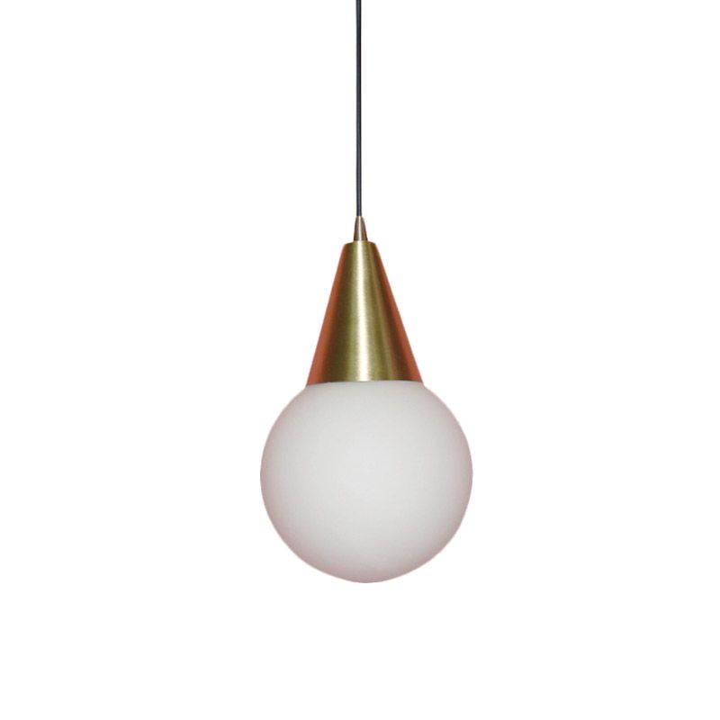 Luce a sospensione a soffitto Modo di ottone Moderna Moderna 1 Lampada di sospensione in vetro bianco Light