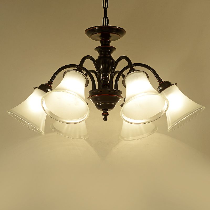 Flare Restaurant Kroonluchter verlichting Land Frosted Glass Zwart hangend plafondlicht