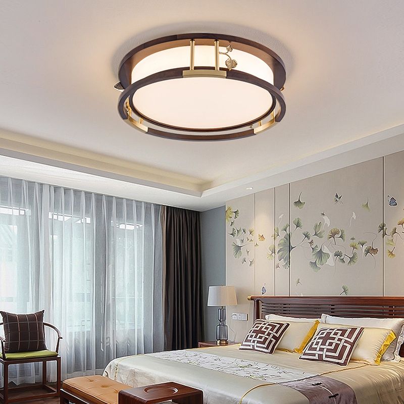 Modern Ceiling Light Wooden Flush Mount Light Fixture for Bedroom